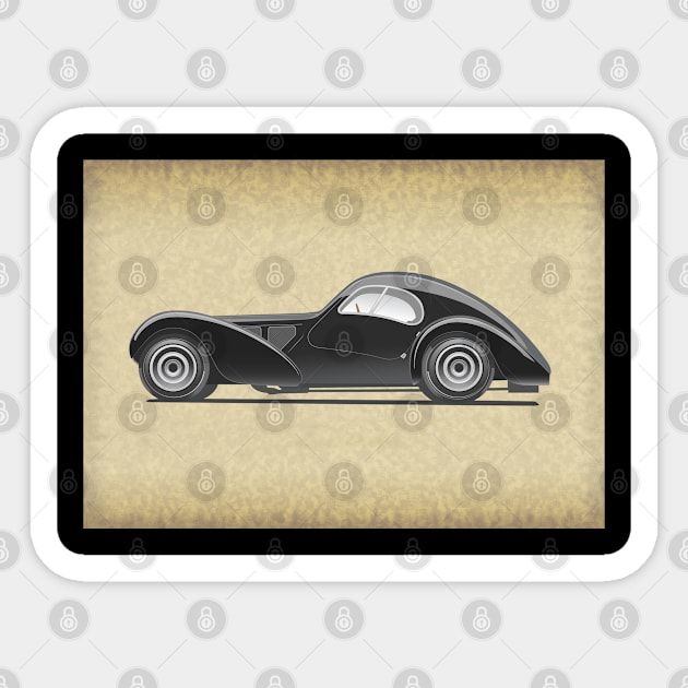 Retro Car Illustration Sticker by DesignWood Atelier